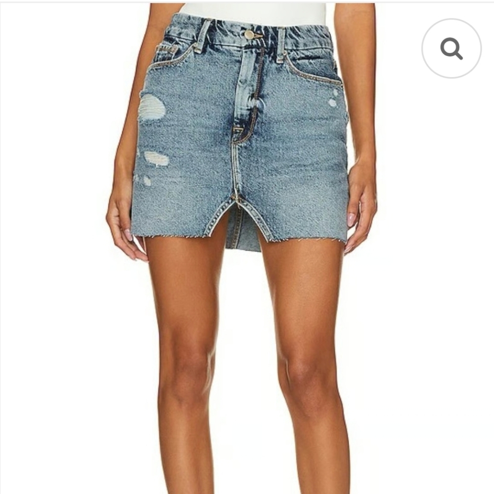 Good American Indigo Distressed Cutout Denim Mini Skirt Size 8/29